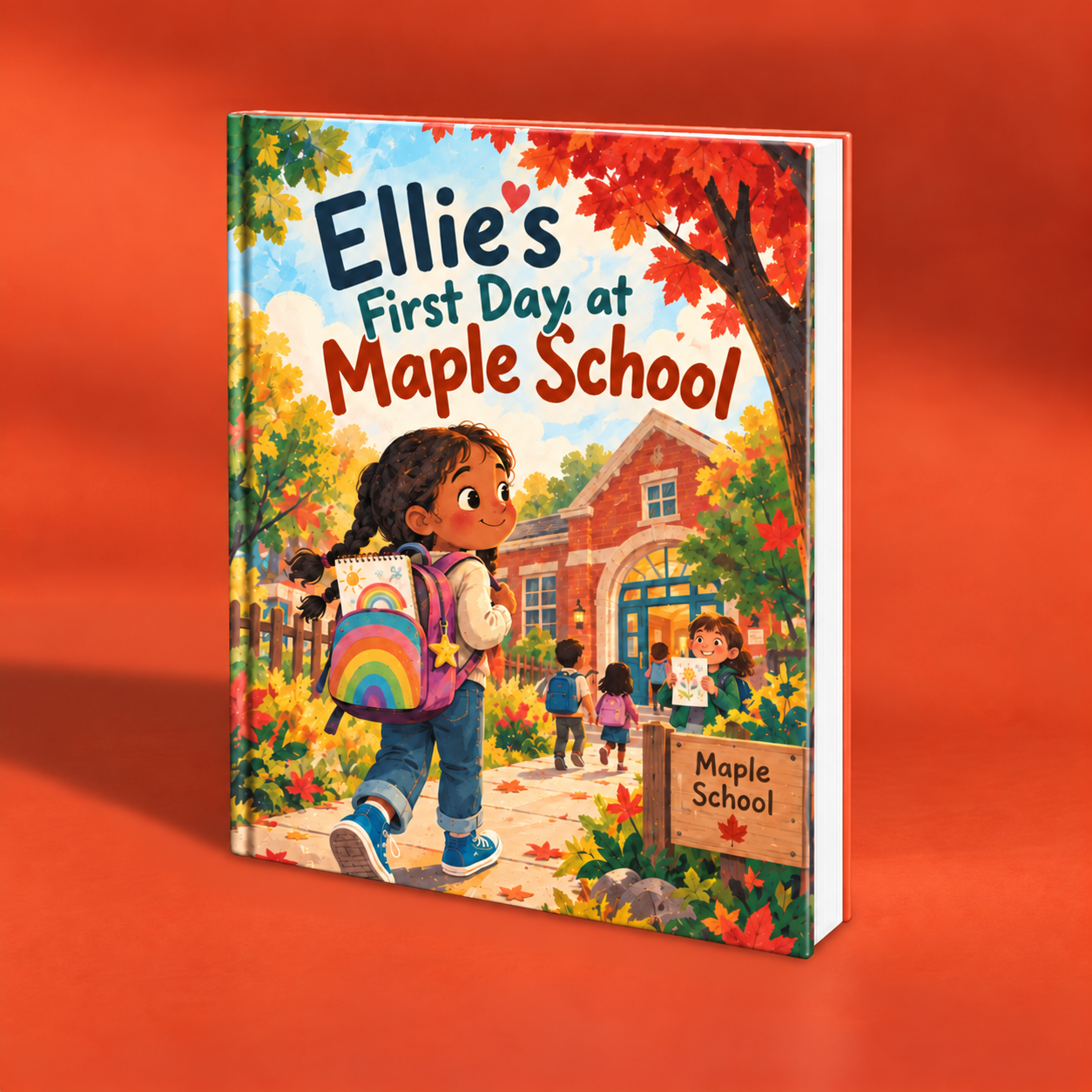 Personalized book mockup about the first day of school